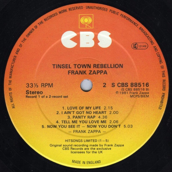 Frank Zappa : Tinsel Town Rebellion (2xLP, Album)
