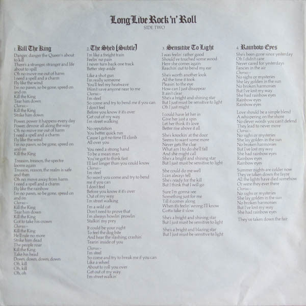 Rainbow : Long Live Rock 'N' Roll (LP, Album, Gat)