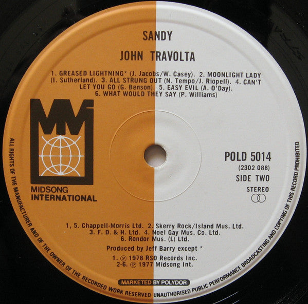 John Travolta : Sandy (LP, Album)