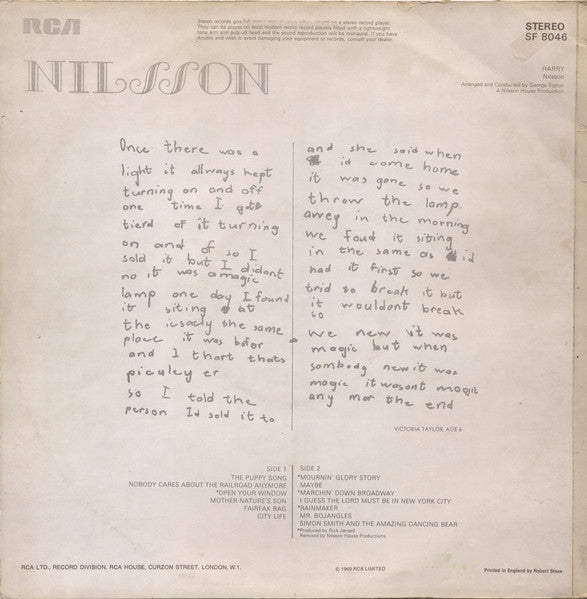 Nilsson* : Harry (LP, Album, RE)