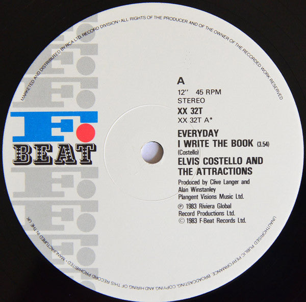 Elvis Costello & The Attractions : Everyday I Write The Book (12", Single)