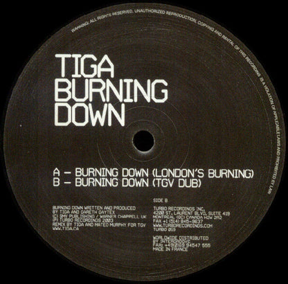Tiga : Burning Down (12")