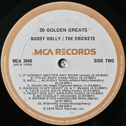 Buddy Holly / The Crickets (2) : 20 Golden Greats (LP, Comp, Club, RE)