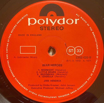 Jimi Hendrix : War Heroes (LP, Album)