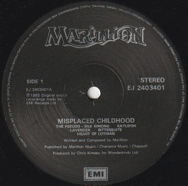 Marillion : Misplaced Childhood (LP, Album, Bla)