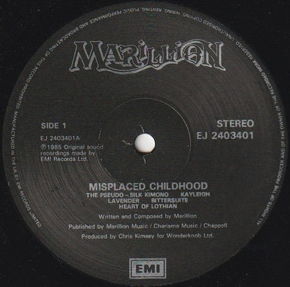 Marillion : Misplaced Childhood (LP, Album, Bla)