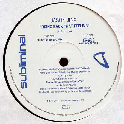 Jason Jinx : Bring Back That Feeling (2x12")