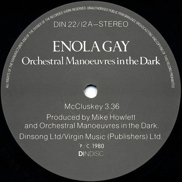 Orchestral Manoeuvres In The Dark : Enola Gay (12", Single)