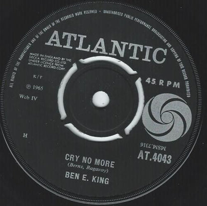 Ben E. King : Cry No More (7", Single)
