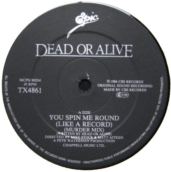 Dead Or Alive : You Spin Me Round (Like A Record) (Murder Mix) (12", Single)