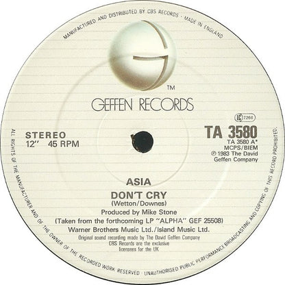 Asia (2) : Don't Cry (12")