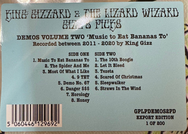 King Gizzard & The Lizard Wizard* : Demos Vol. 2. (Music To Eat Bananas To) (LP, Album, Ltd, Pic, 140)