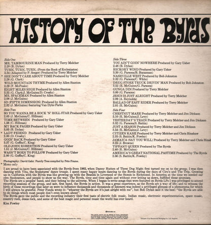 The Byrds : History Of The Byrds (2xLP, Comp, Ora)