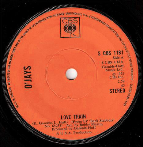 O'Jays* : Love Train (7", Single, Sol)