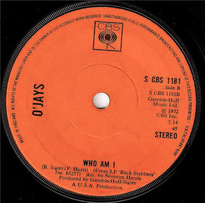 O'Jays* : Love Train (7", Single, Sol)