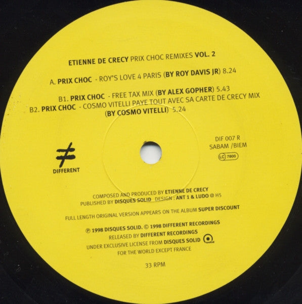 Etienne De Crécy : Prix Choc (Remixes Vol. 2) (12")