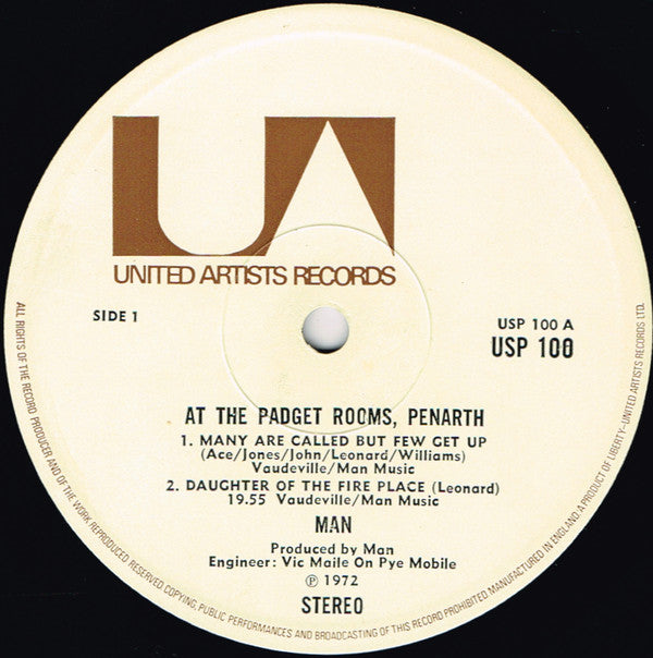 Man : Live At The Padget Rooms, Penarth (LP, Album, Ltd)