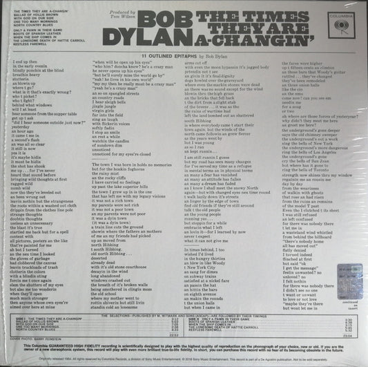 Bob Dylan : The Times They Are A-Changin' (LP, Album, Mono, RE, 180)