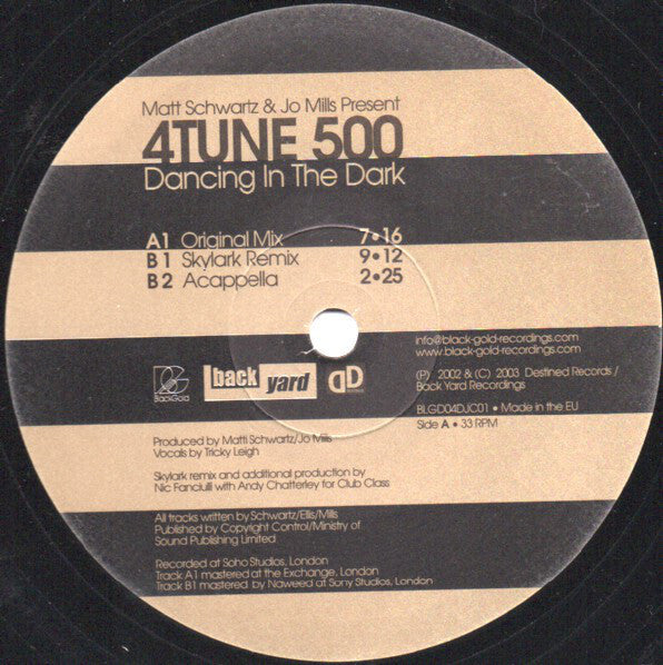 Matt Schwartz & Jo Mills Present 4Tune 500 : Dancing In The Dark (12", Promo)