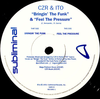 CZR & ITO : Bringin' The Funk / Feel The Pressure (2x12")
