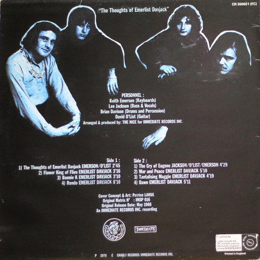 The Nice : The Thoughts Of Emerlist Davjack (LP, Album, RE)