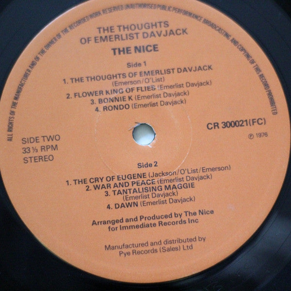 The Nice : The Thoughts Of Emerlist Davjack (LP, Album, RE)