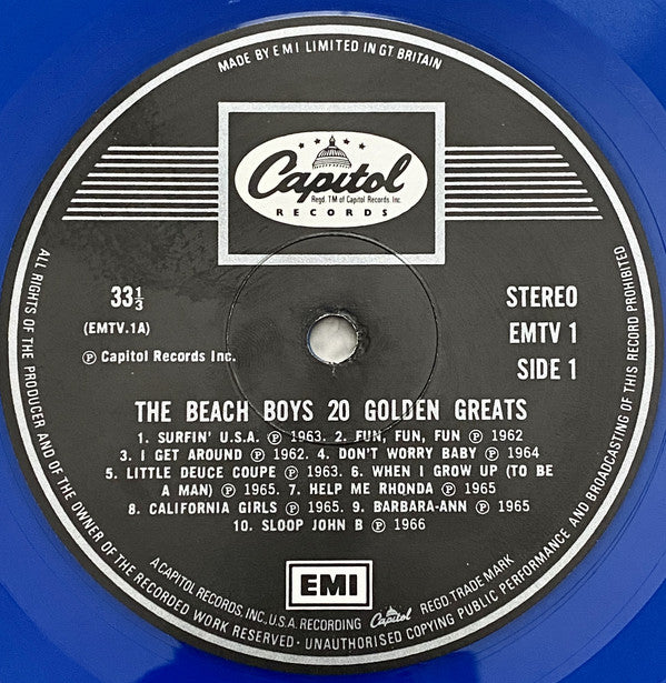 The Beach Boys : 20 Golden Greats (LP, Comp, Ltd, RE, Blu)