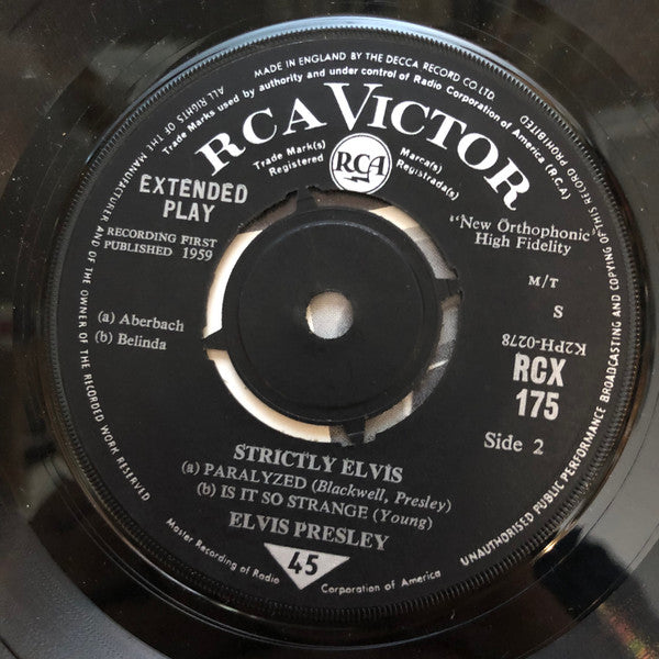 Elvis Presley : Strictly Elvis (7", EP, RP)