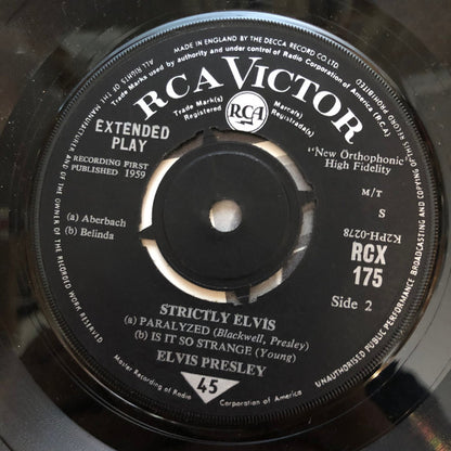 Elvis Presley : Strictly Elvis (7", EP, RP)