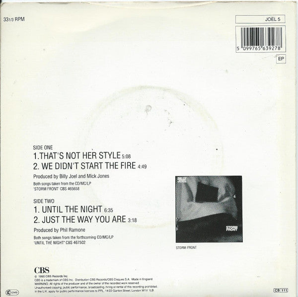 Billy Joel : That's Not Her Style (7", EP)