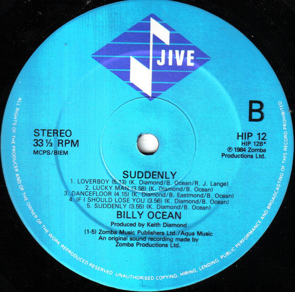 Billy Ocean : Suddenly (LP, Album)