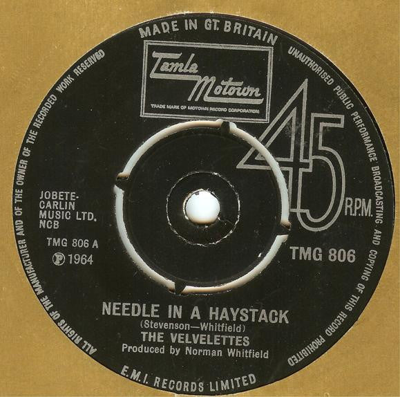 The Velvelettes : Needle In A Haystack (7", Single, 4-P)