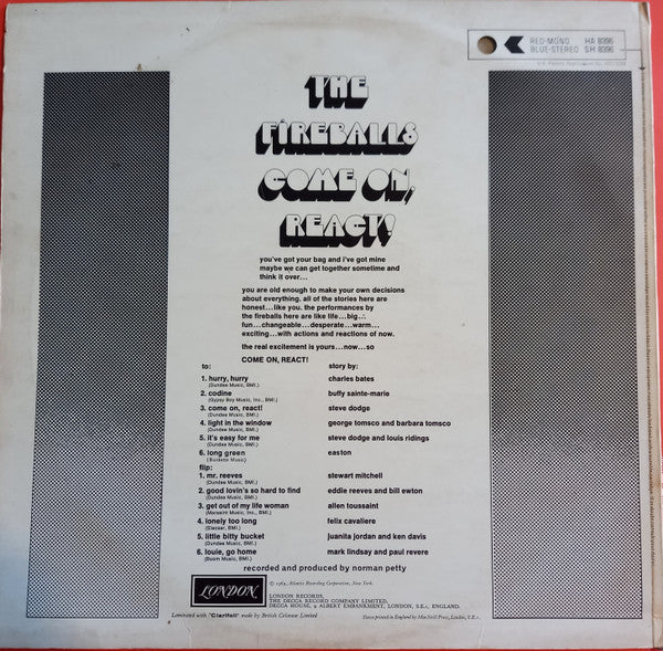 The Fireballs : Come On, React! (LP, Album)