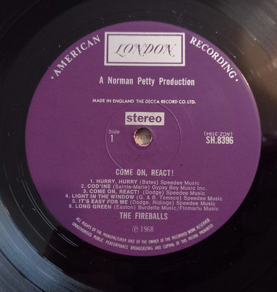 The Fireballs : Come On, React! (LP, Album)
