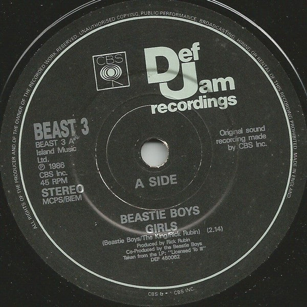 Beastie Boys : Girls / She's Crafty (7", Single)