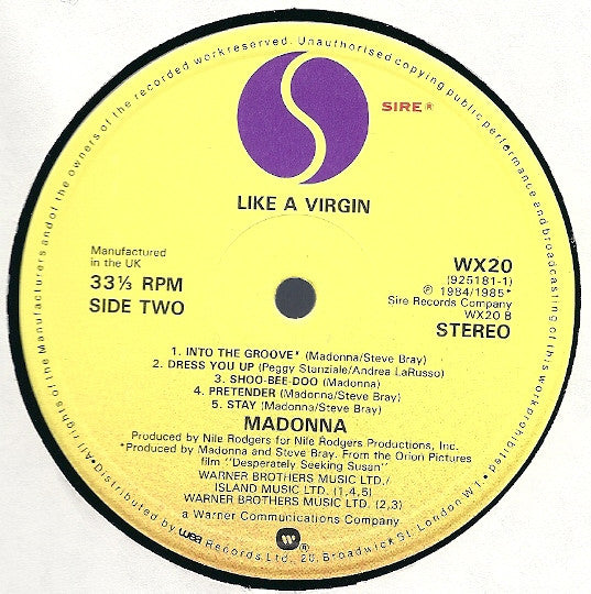 Madonna : Like A Virgin (LP, Album, RE)
