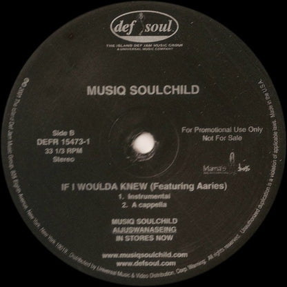 Musiq Soulchild Feat. Aaries : If I Woulda Knew (12", Promo)