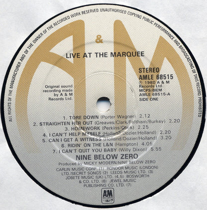 Nine Below Zero : Live At The Marquee (LP, Album)