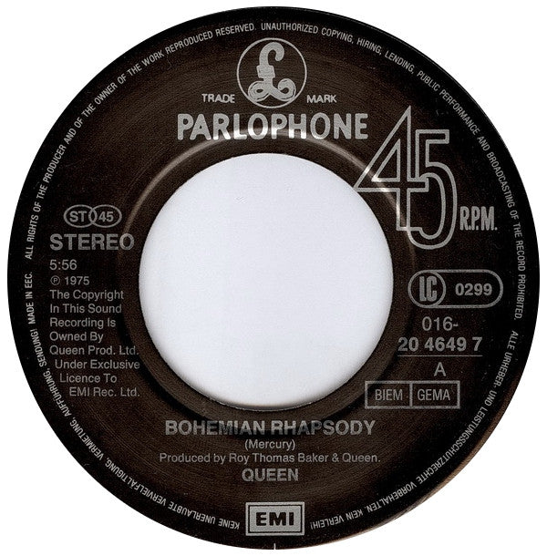 Queen : Bohemian Rhapsody / These Are The Days Of Our Lives (7", Single)