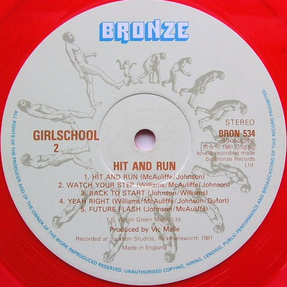 Girlschool : Hit And Run (LP, Album, Red)