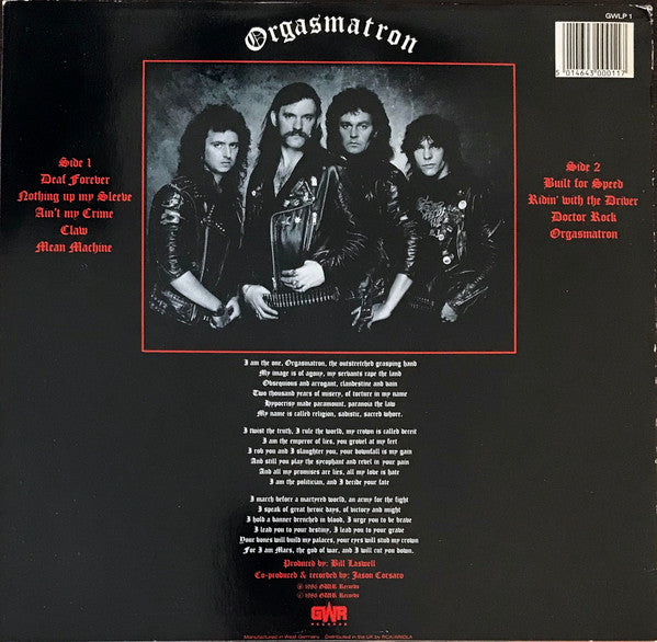 Motörhead : Orgasmatron (LP, Album)