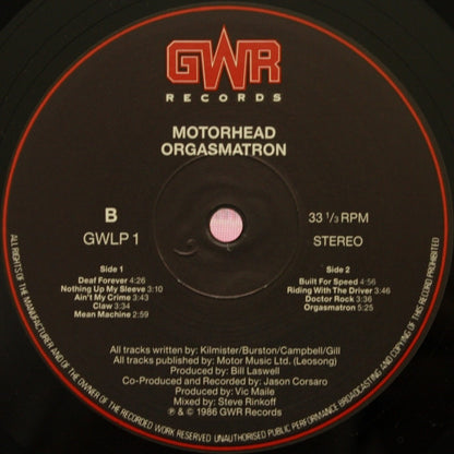 Motörhead : Orgasmatron (LP, Album)