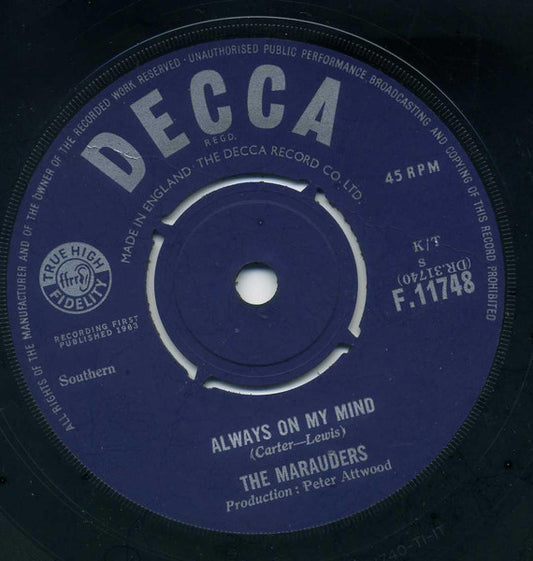 The Marauders : Always On My Mind (7", Single)