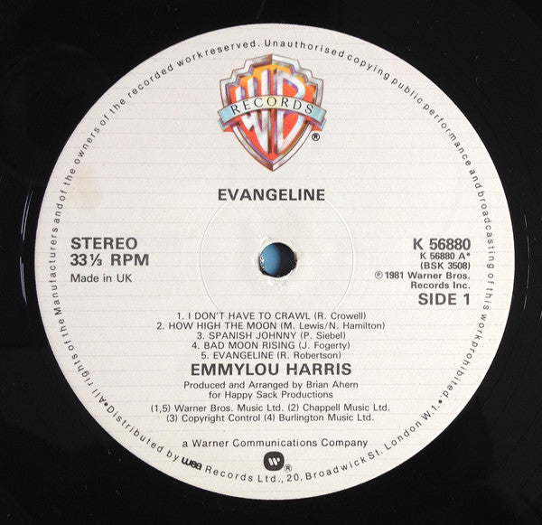 Emmylou Harris : Evangeline (LP, Album)