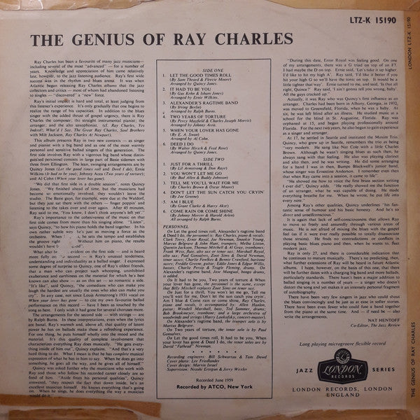 Ray Charles : The Genius Of Ray Charles (LP, Album, Mono)