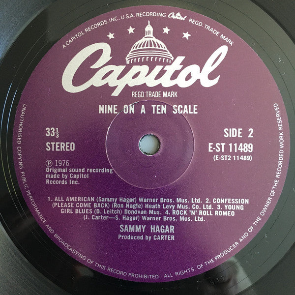 Sammy Hagar : Nine On A Ten Scale (LP, Album)