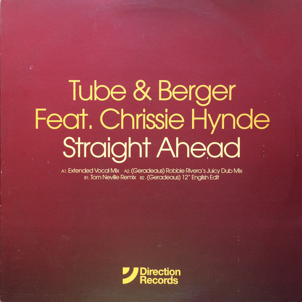 Tube & Berger Feat. Chrissie Hynde : Straight Ahead (12")