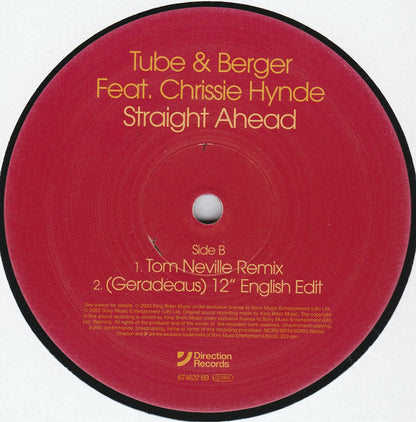 Tube & Berger Feat. Chrissie Hynde : Straight Ahead (12")