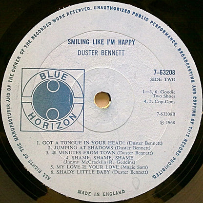 Duster Bennett : Smiling Like I'm Happy (LP, Album, Mono)