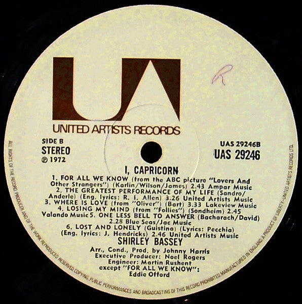 Shirley Bassey : I, Capricorn (LP, Album)